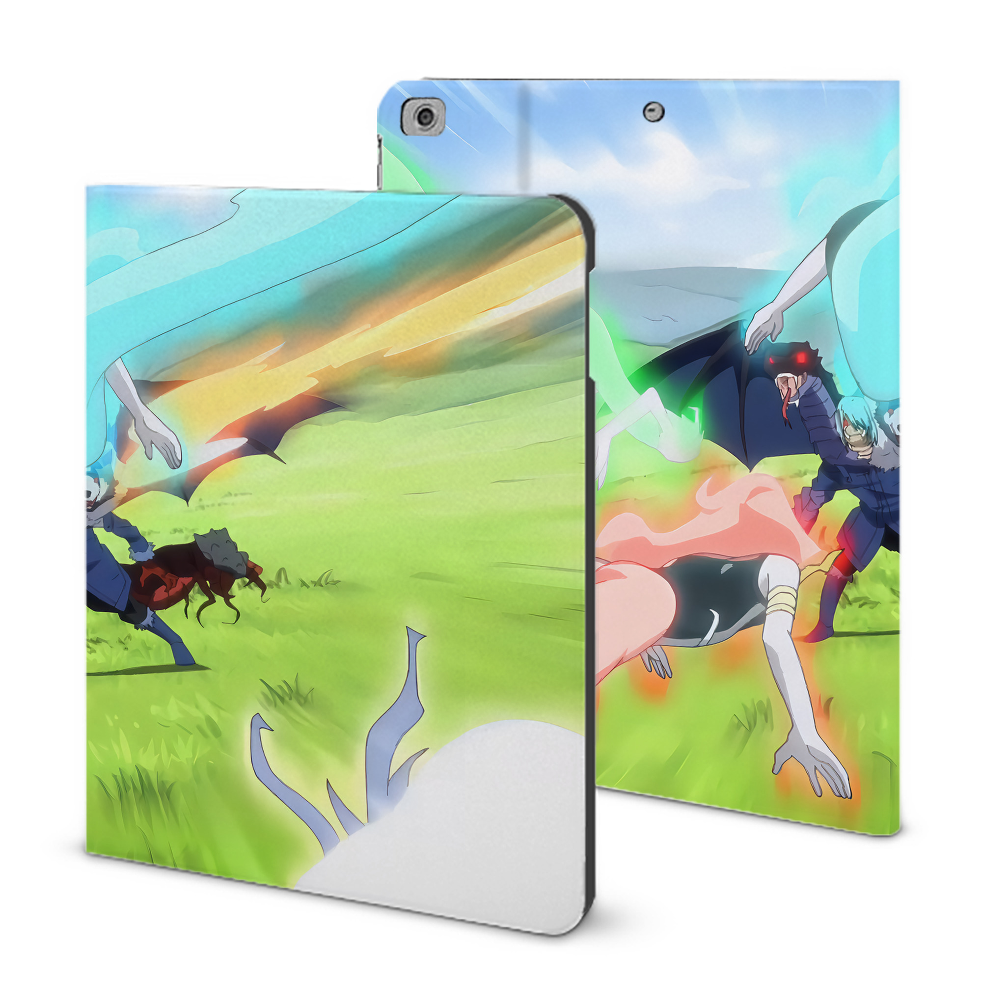 （画像用） 転スラ Regarding Reincarnated to Slime IPad ケース ブック型 PUレザー TPU 耐衝撃 軽量 薄型 ペン収納なし 全面保護 IPad 各モデル対応